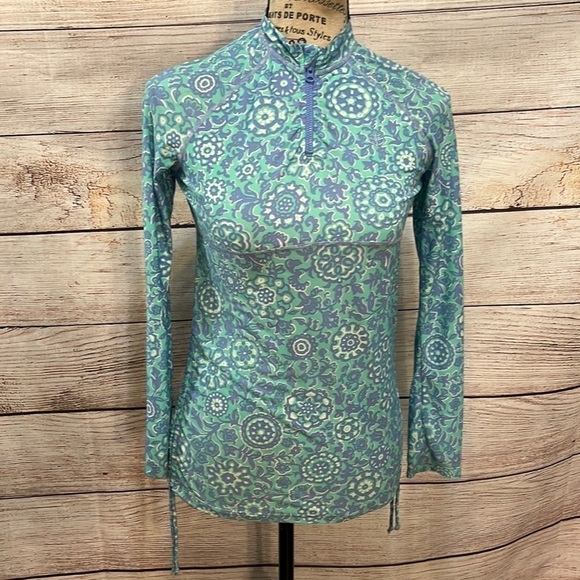 Coolibar Lawai Ruche Swim Shirt Youth Size Medium UPF 50 Half  Zip RashGuard - Picture 1 of 10